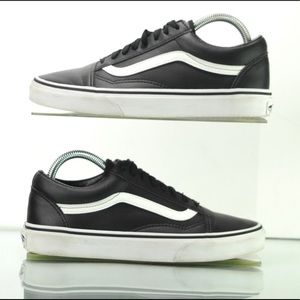 VANS Leather Womens 8.5 Mens 7 SB Off The Wall Black White Lace Shoes SNEAKER.